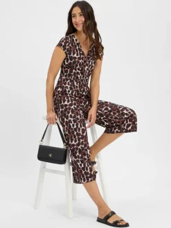 Betty & Co Hosen<Damen Jumpsuit nougat schwarz gemustert