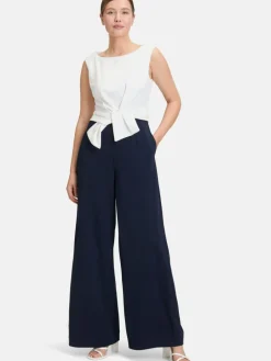 Vera Mont Hosen<Damen Jumpsuit blau weiß uni