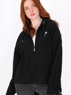 Dreimaster Sweatshirts & Sweatjacken<Damen Kapuzenjacke schwarz uni