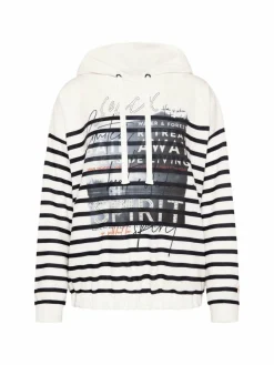 Soccx Sweatshirts & Sweatjacken<Damen Kapuzenpullover weiß gestreift