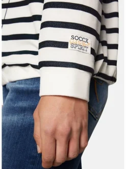 Soccx Sweatshirts & Sweatjacken<Damen Kapuzenpullover weiß gestreift