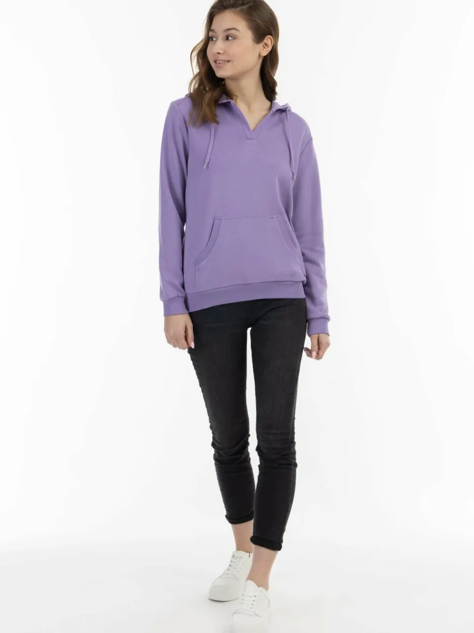 MyMo Sweatshirts & Sweatjacken<Damen Kapuzenpullover flieder uni