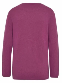 Goldner Pullover & Strickjacken<Damen Kaschmirpullover - Kaschmirpullover mit U-Boot Ausschnitt lila uni