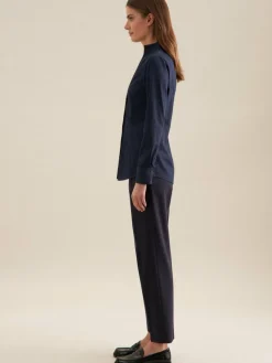 Seidensticker Blusen<Damen Kelchkragenbluse - Uni blau uni