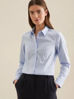 Seidensticker Blusen<Damen Klassische Bluse - Uni blau uni