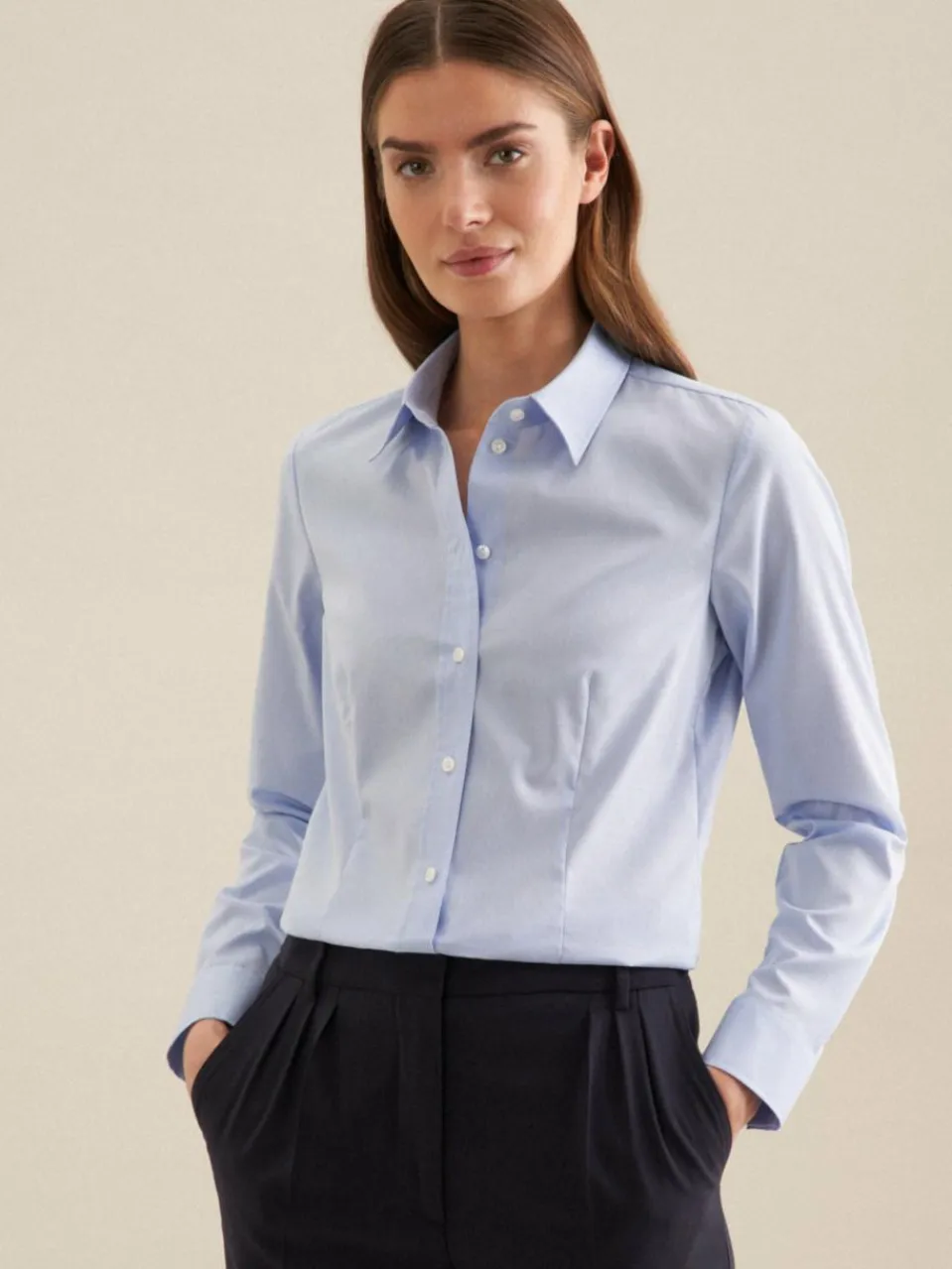 Seidensticker Blusen<Damen Klassische Bluse - Uni blau uni