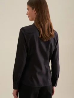 Seidensticker Blusen<Damen Klassische Bluse - Uni schwarz uni