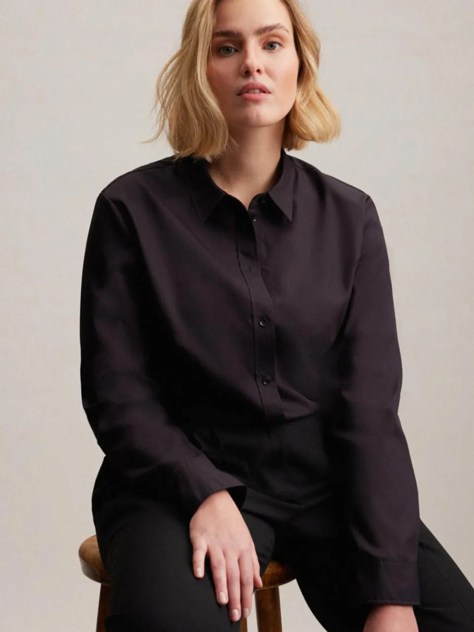 Seidensticker Blusen<Damen Klassische Bluse - Uni schwarz uni