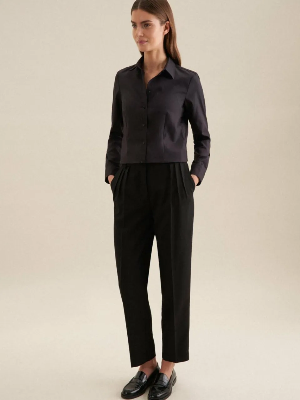 Seidensticker Blusen<Damen Klassische Bluse - Uni schwarz uni