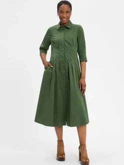 Ambiance Kleider<Damen Kleid grün uni