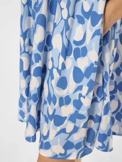 Ambiance Kleider<Damen Kleid blau ecru gemustert