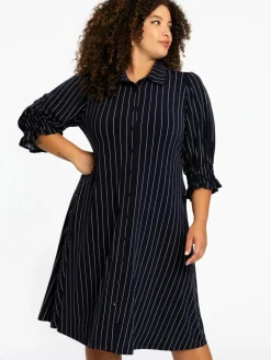 YOEK Kleider<Damen Kleid blau gestreift