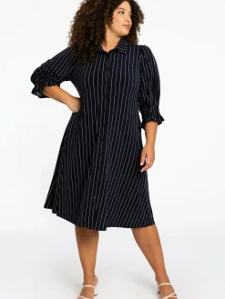 YOEK Kleider<Damen Kleid blau gestreift