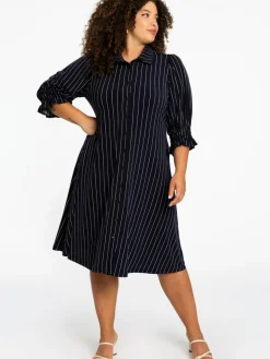 YOEK Kleider<Damen Kleid blau gestreift