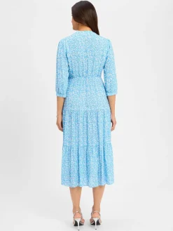 Marie Lund Kleider<Damen Kleid blau weiß gemustert