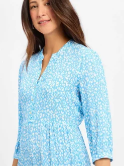 Marie Lund Kleider<Damen Kleid blau weiß gemustert