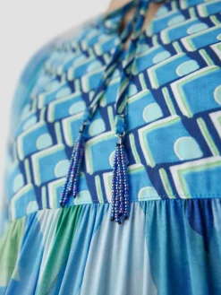 LCMT Kleider<Damen Kleid blau gemustert