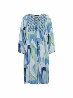 LCMT Kleider<Damen Kleid blau gemustert