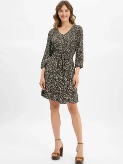 zero Kleider<Damen Kleid schwarz mehrfarbig gemustert