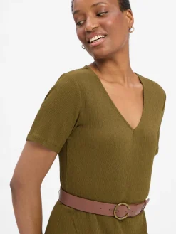 zero Kleider<Damen Kleid oliv uni