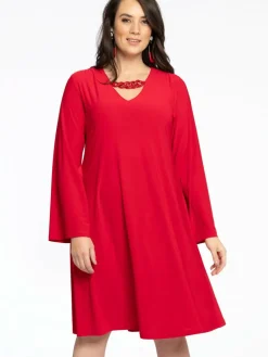 YOEK Kleider<Damen Kleid rot uni