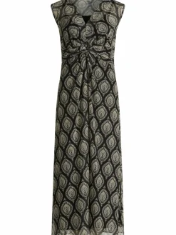 Cartoon Kleider<Damen Kleid schwarz beige gemustert