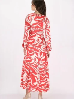 Faina Kleider<Damen Kleid rot gemustert