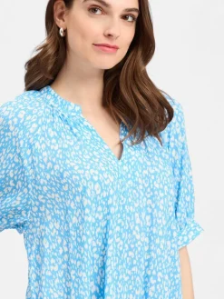 Marie Lund Kleider<Damen Kleid blau weiß gemustert