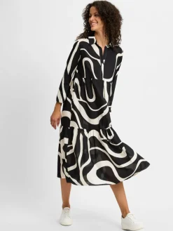 Opus Kleider<Damen Kleid - Werano flow schwarz weiß gemustert