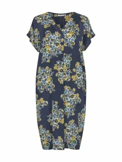 Damen Masai Kleider>Damen knielanges Blusenkleid mit kurzen Ärmeln