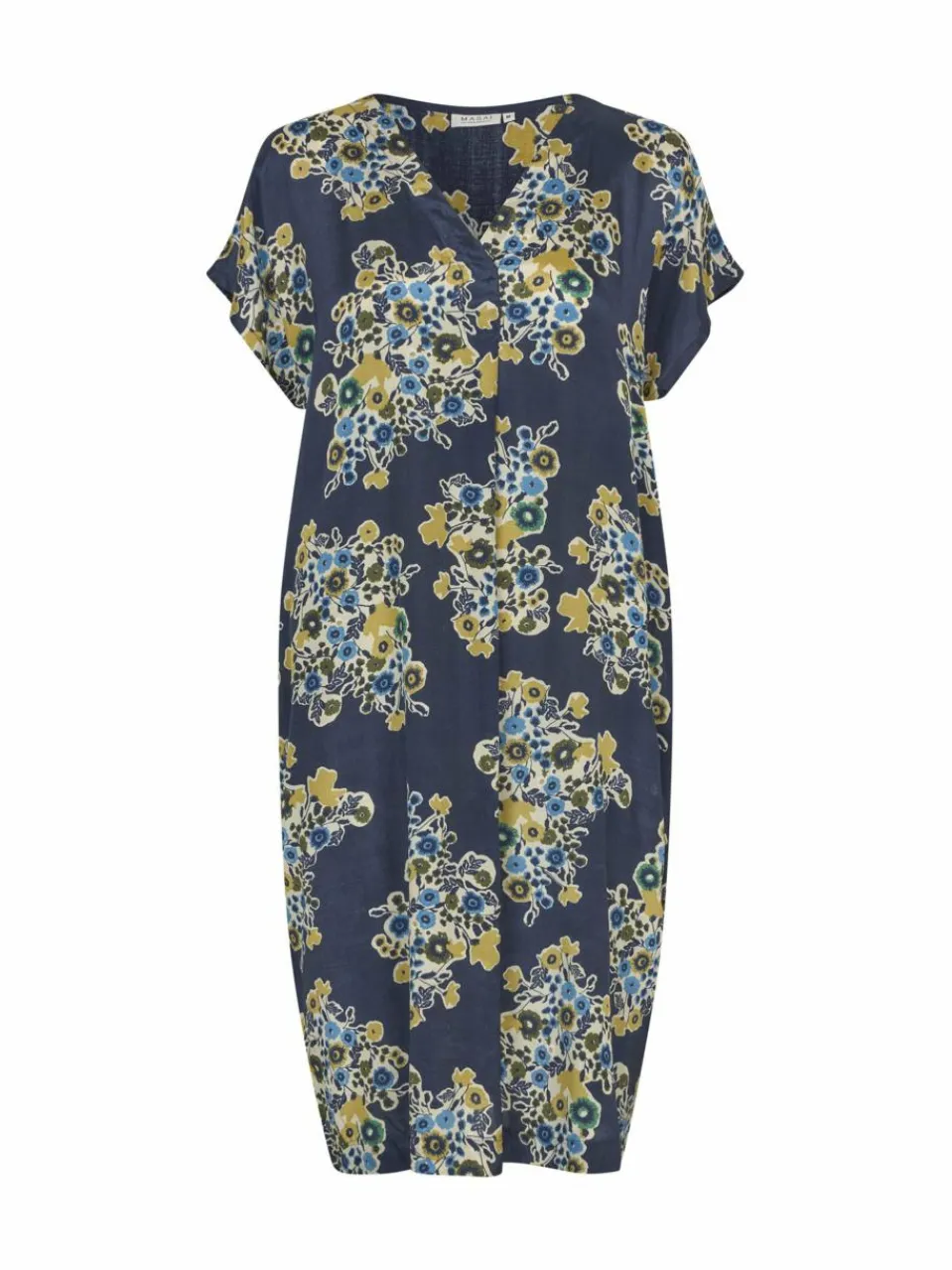 Damen Masai Kleider>Damen knielanges Blusenkleid mit kurzen Ärmeln