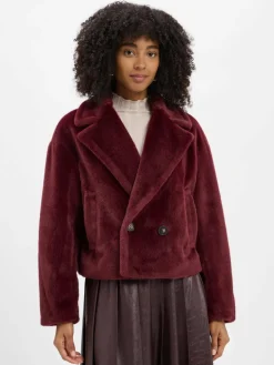 Marc Cain Collections Jacken & Westen<Damen Kunstfelljacke bordeaux uni