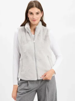 Marie Lund Jacken & Westen<Damen Kunstfellweste hellgrau uni