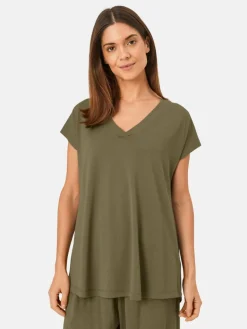 Masai Shirts & Tops<Damen Kurzarm T-shirt grün uni