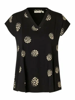 Masai Shirts & Tops<Damen Kurzarm T-shirt schwarz gemustert