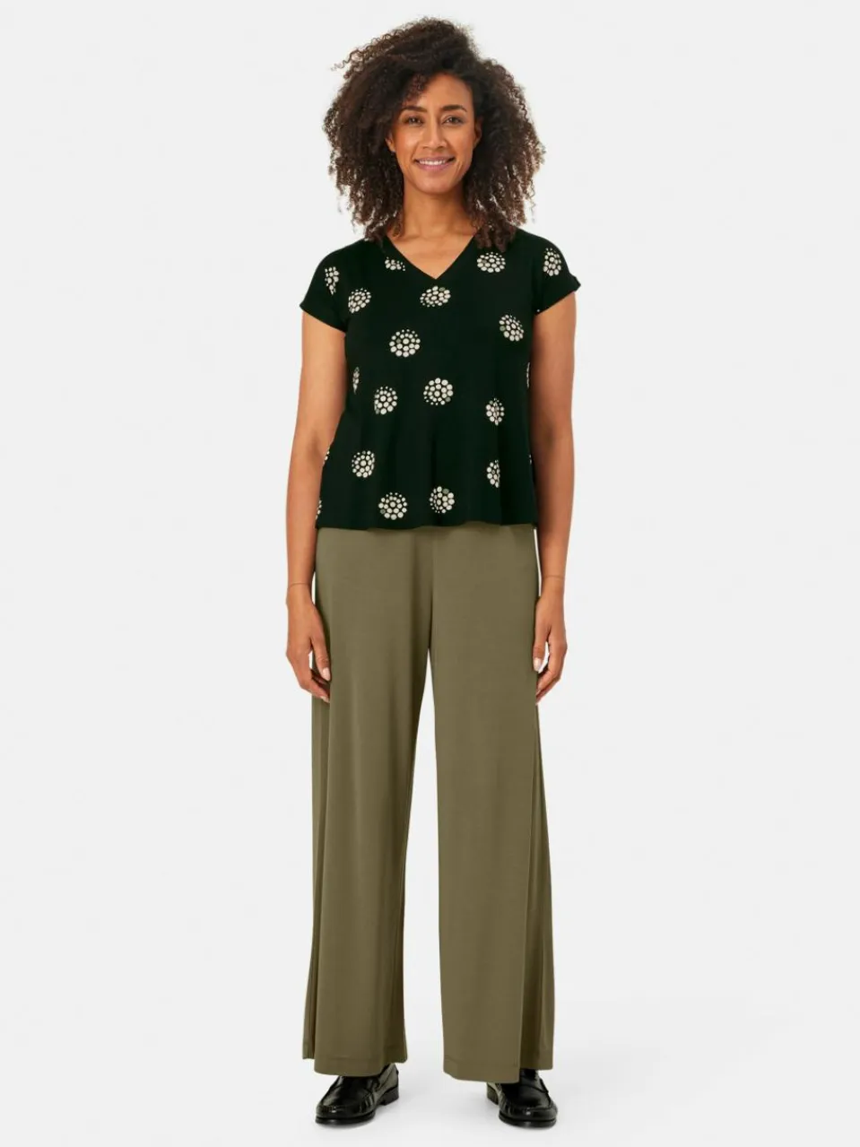 Masai Shirts & Tops<Damen Kurzarm T-shirt schwarz gemustert