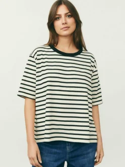 Masai Shirts & Tops<Damen Kurzarm T-shirt schwarz gestreift