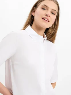 JOOP! Blusen<Damen Kurzarmbluse - Berta weiß uni