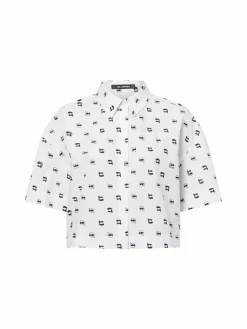 Damen KARL LAGERFELD Blusen>Damen Kurzarm-Bluse - Ikon AOP