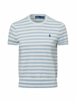 Polo Ralph Lauren Pullover & Strickjacken<Damen Kurzarm-Pullover hellblau ecru gestreift