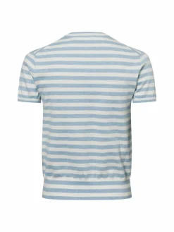 Polo Ralph Lauren Pullover & Strickjacken<Damen Kurzarm-Pullover hellblau ecru gestreift