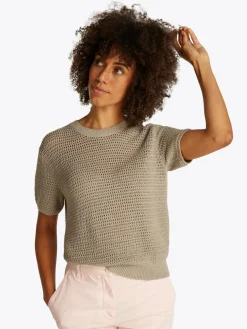 Tommy Hilfiger Pullover & Strickjacken<Damen Kurzarm-Pullover beige uni