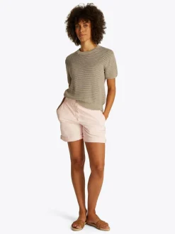 Tommy Hilfiger Pullover & Strickjacken<Damen Kurzarm-Pullover beige uni