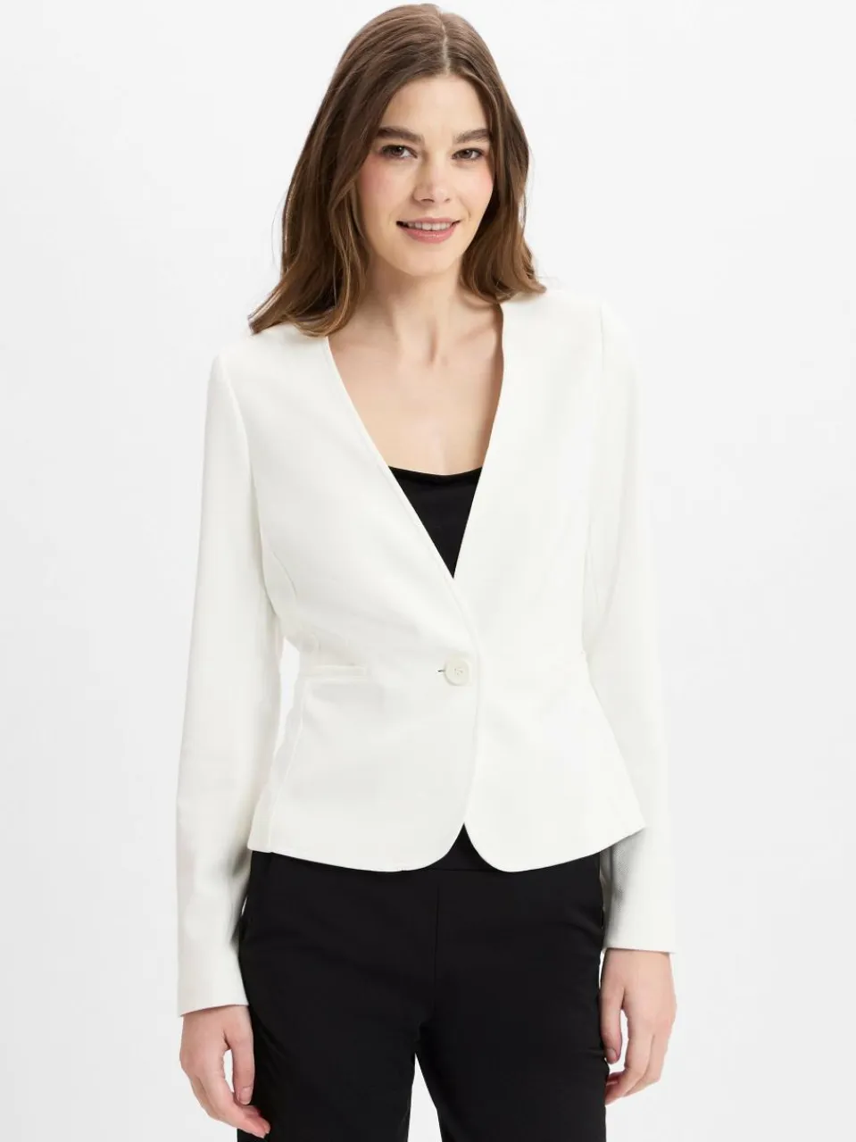 zero Blazer<Damen Kurzblazer weiß uni