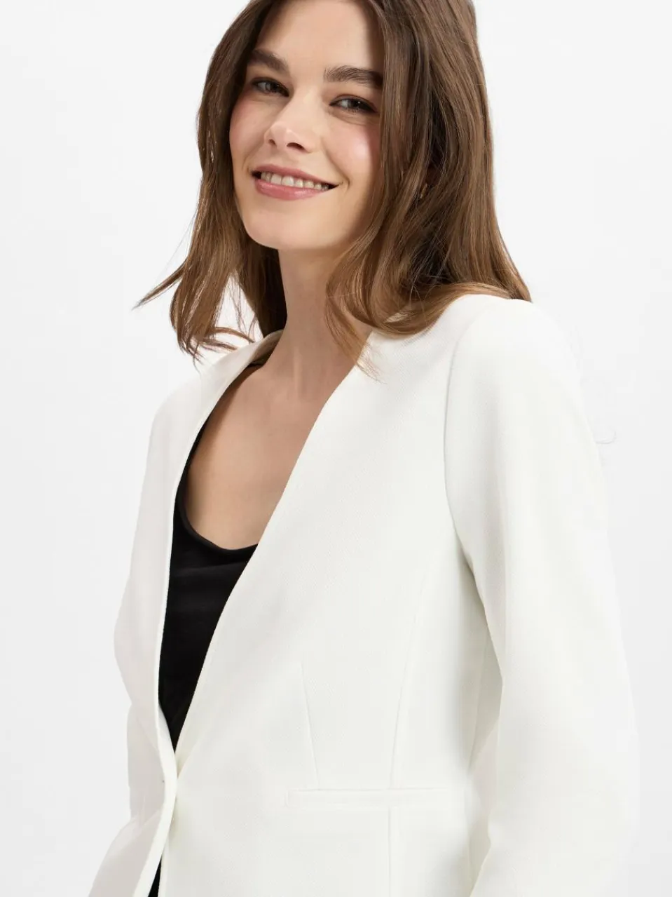 zero Blazer<Damen Kurzblazer weiß uni