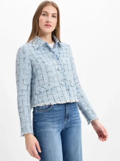 Franco Callegari Collection Blazer<Damen Kurzblazer hellblau schwarz gemustert