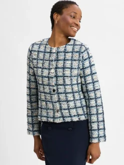 Rich & Royal Blazer<Damen Kurzblazer hellblau ecru strukturiert