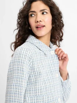 comma Blazer<Damen Kurzblazer hellblau weiß kariert