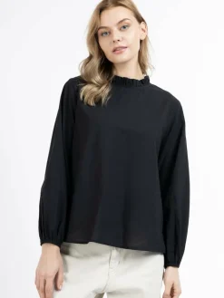 Dreimaster Sweatshirts & Sweatjacken<Damen Langarmbluse schwarz uni