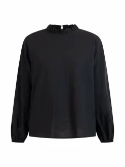 Dreimaster Sweatshirts & Sweatjacken<Damen Langarmbluse schwarz uni